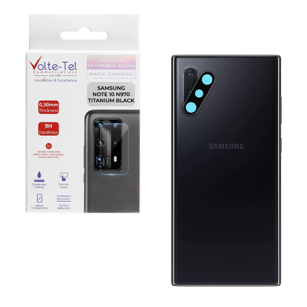 VOLTE-TEL CAMERA GLASS COVER SAMSUNG NOTE 10 N970 6.3in 9H 0.30MM TITANIUM WITH FRAME BLACK