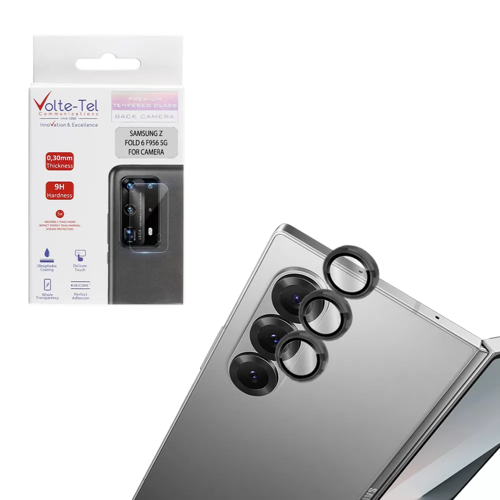 VOLTE-TEL CAMERA GLASS COVER SAMSUNG Z FOLD 6 F956 5G 7.6in 9H 0.30MM EASY APPLICATION BLACK