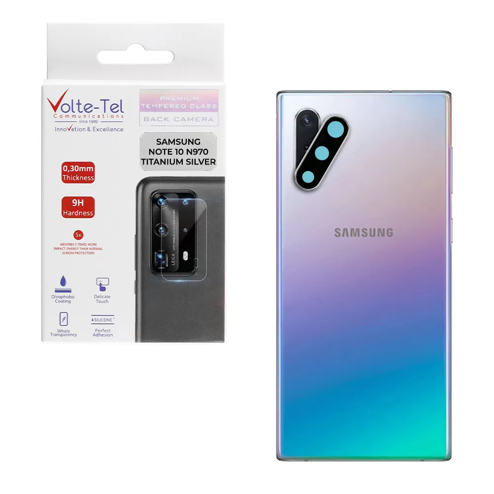 VOLTE-TEL CAMERA GLASS COVER SAMSUNG NOTE 10 N970 6.3in 9H 0.30MM TITANIUM WITH FRAME SILVER