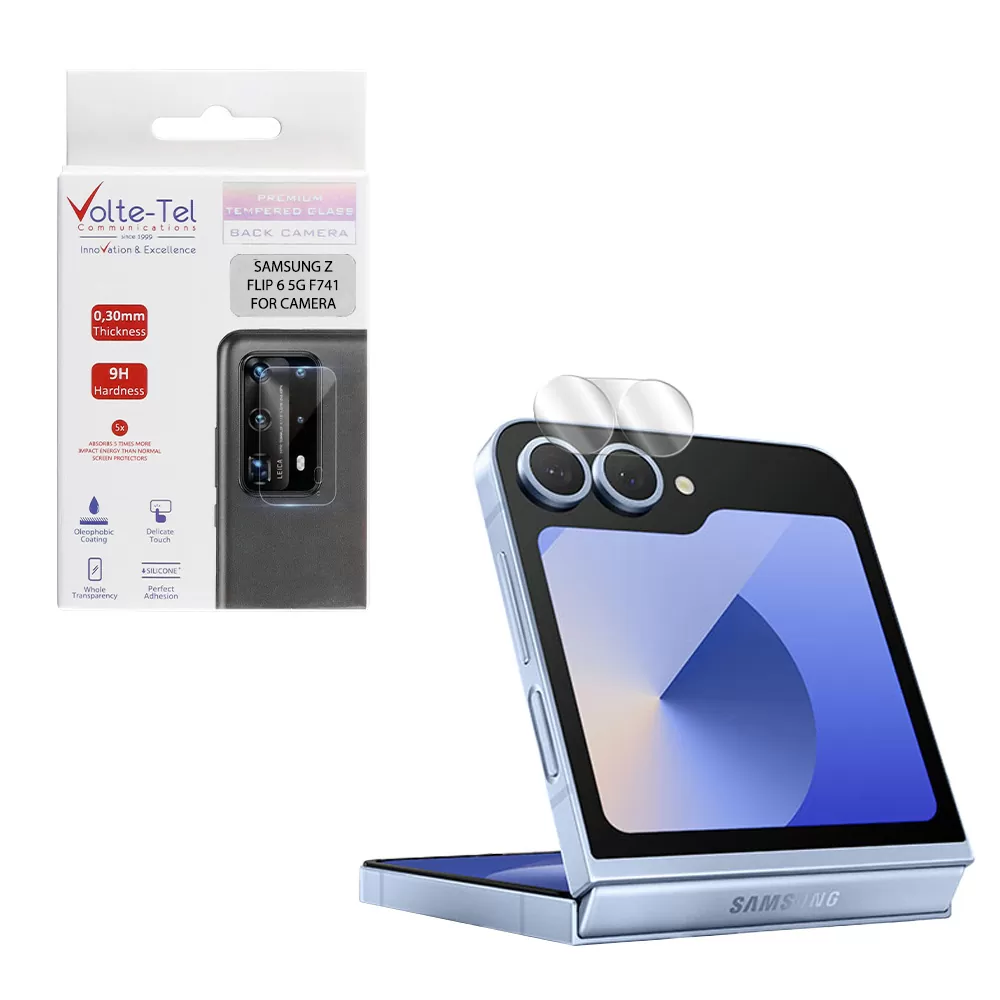 VOLTE-TEL CAMERA GLASS SAMSUNG Z FLIP 7 FE 5G F761/Z FLIP 6 5G F741 6.7in 9H 0.25mm 3D CURVED TRANSPARENT