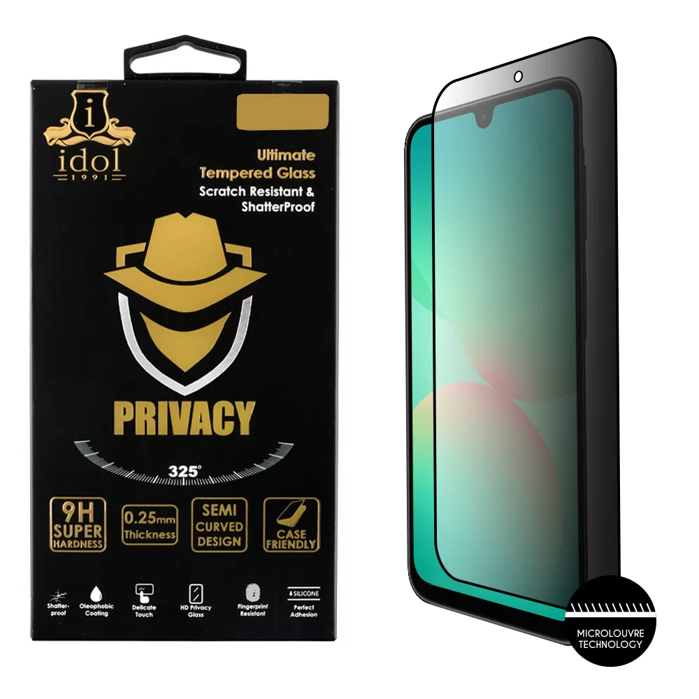 IDOL 1991 PRIVACY ANTISPY TEMPERED GLASS SAMSUNG A26 5G A266 6.7in 9H 0.25mm SEMI CURVED FULL GLUE BLACK