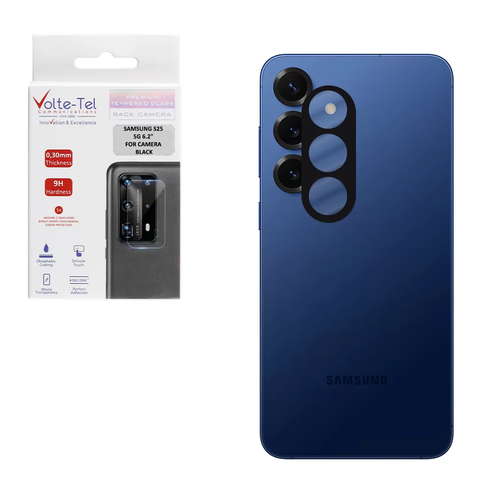 VOLTE-TEL CAMERA GLASS SAMSUNG S25 5G 6.2in 9H 0.25mm 3D CURVED BLACK