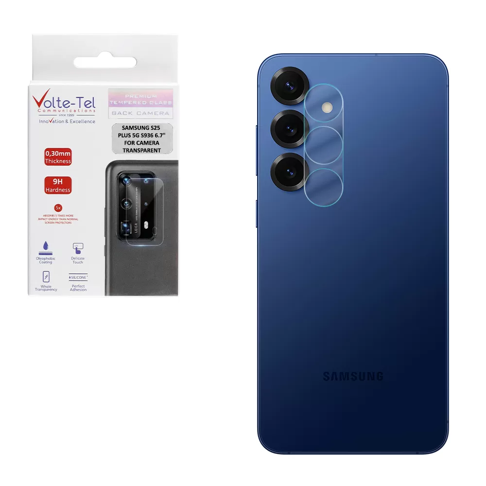 VOLTE-TEL CAMERA GLASS SAMSUNG S25 PLUS 5G S936 6.7in 9H 0.25mm 3D CURVED TRANSPARENT