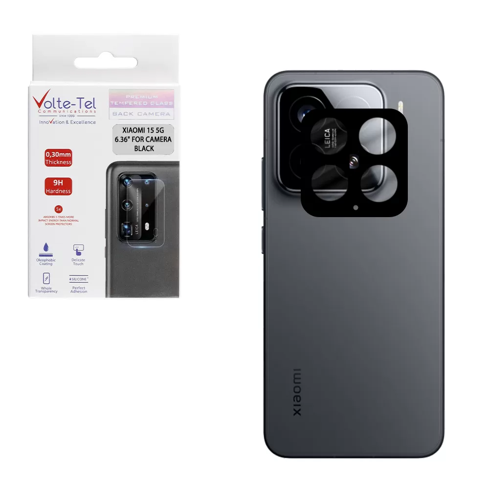 VOLTE-TEL CAMERA GLASS XIAOMI 15 5G 6.36in 9H 0.25mm 3D CURVED BLACK
