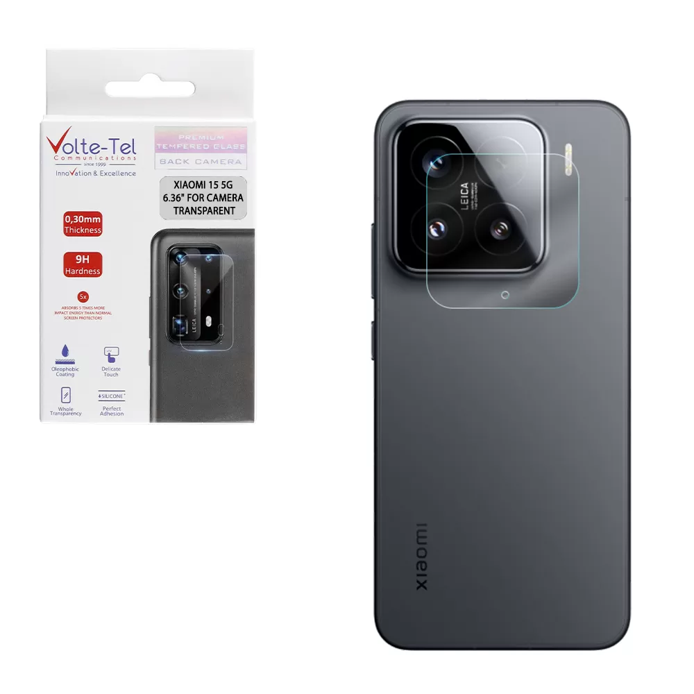 VOLTE-TEL CAMERA GLASS XIAOMI 15 5G 6.36in 9H 0.25mm 3D CURVED TRANSPARENT