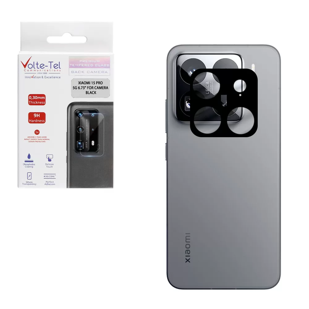 VOLTE-TEL CAMERA GLASS XIAOMI 15 PRO 5G 6.73in 9H 0.25mm 3D CURVED BLACK