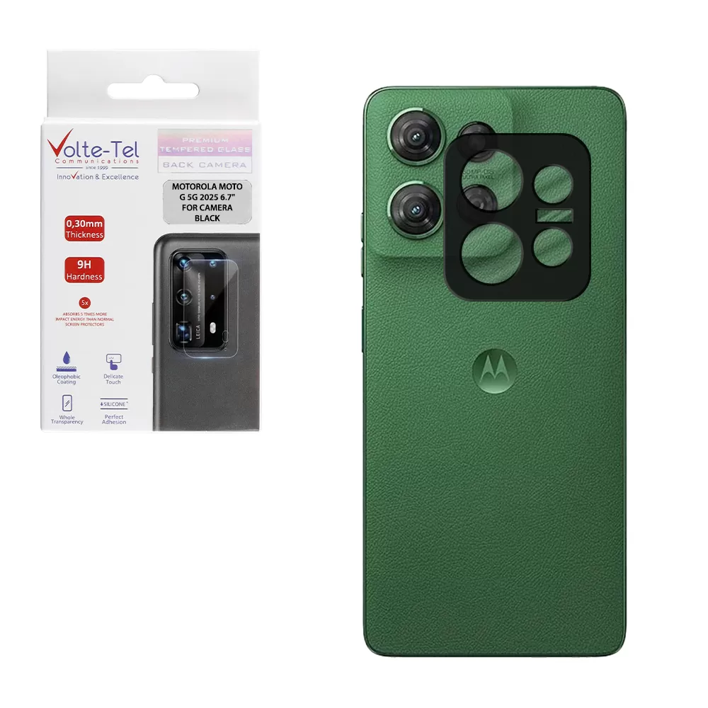 VOLTE-TEL CAMERA GLASS MOTOROLA MOTO G 5G 2025 6.7in 9H 0.25mm 3D CURVED BLACK