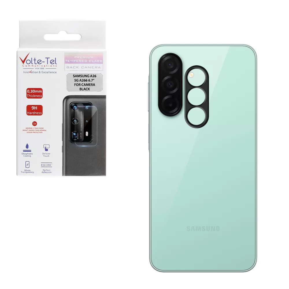 VOLTE-TEL CAMERA GLASS SAMSUNG A26 5G A266 6.7in 9H 0.25mm 3D CURVED BLACK