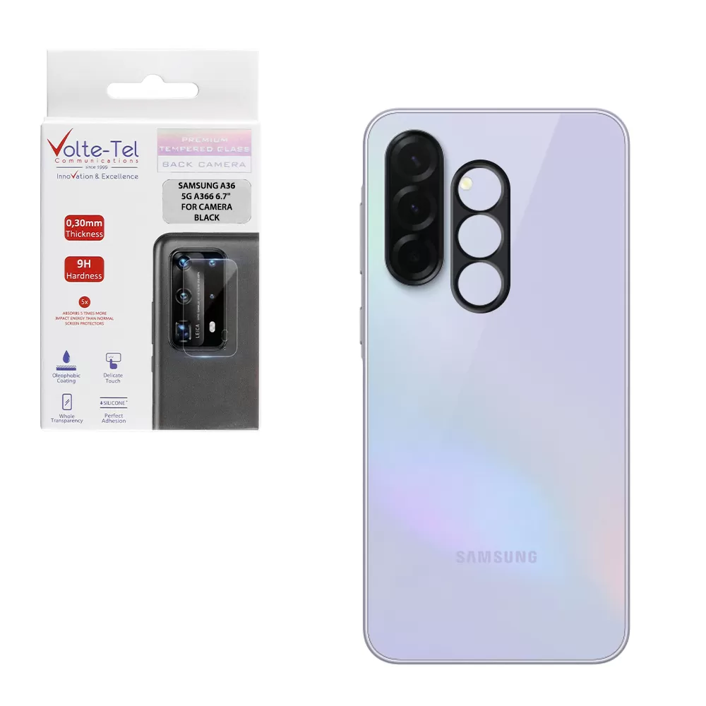 VOLTE-TEL CAMERA GLASS SAMSUNG A36 5G A366 6.7in 9H 0.25mm 3D CURVED BLACK