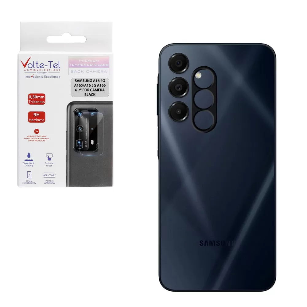 VOLTE-TEL CAMERA GLASS SAMSUNG A16 4G A165/A16 5G A166 6.7in 9H 0.25mm 3D CURVED BLACK
