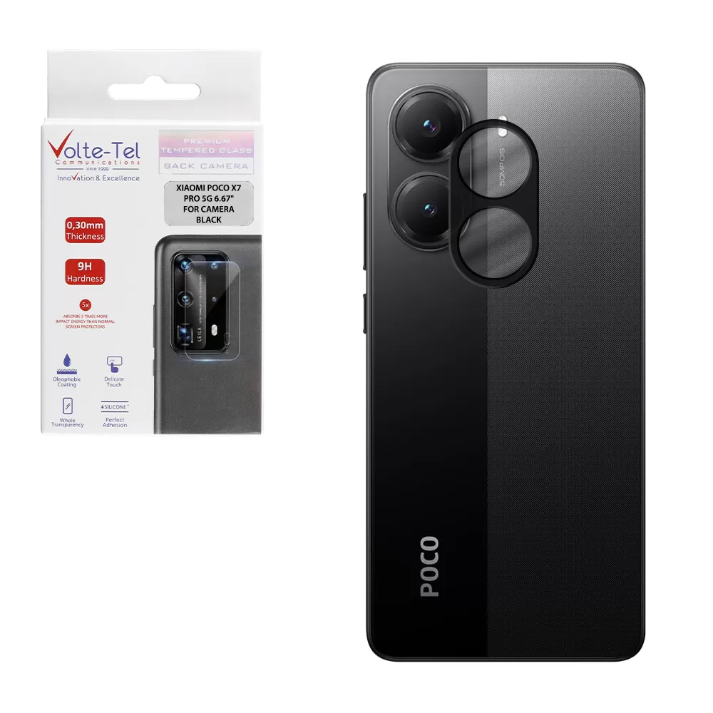 VOLTE-TEL CAMERA GLASS XIAOMI POCO X7 PRO 5G 6.67in 9H 0.25mm 3D CURVED BLACK