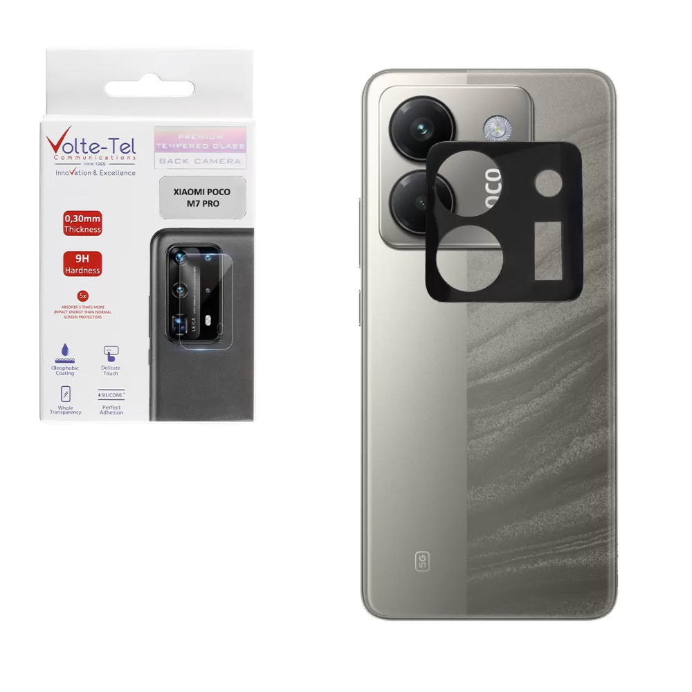 VOLTE-TEL CAMERA GLASS XIAOMI POCO M7 PRO 5G 6.67in 9H 0.25mm 3D CURVED BLACK