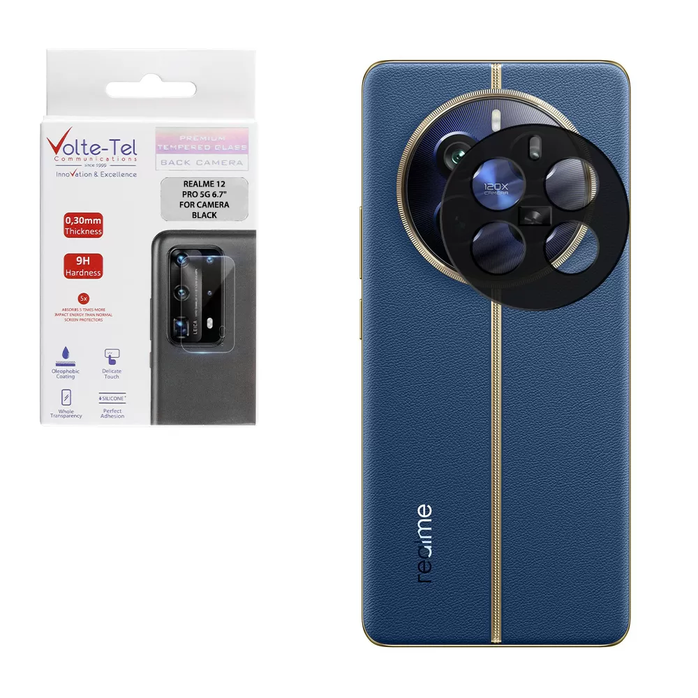 VOLTE-TEL CAMERA GLASS REALME 12 PRO 5G 6.7in 9H 0.25mm 3D CURVED BLACK