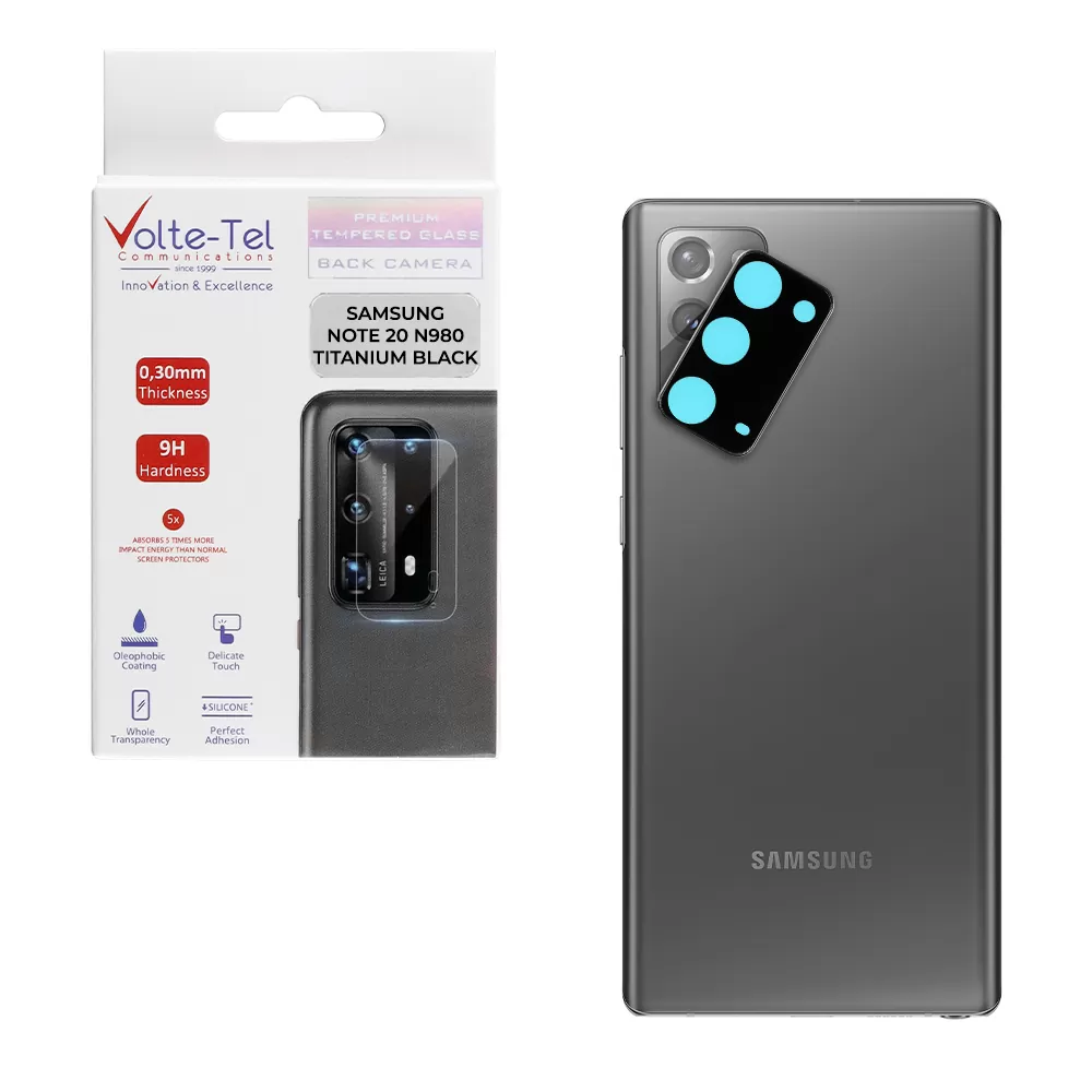 VOLTE-TEL CAMERA GLASS COVER SAMSUNG NOTE 20 N980 6.7in 9H 0.30MM TITANIUM WITH FRAME BLACK