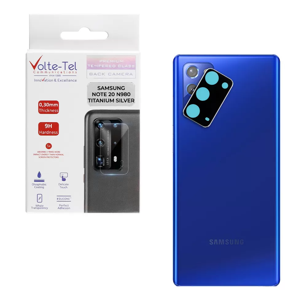 VOLTE-TEL CAMERA GLASS COVER SAMSUNG NOTE 20 N980 6.7in 9H 0.30MM TITANIUM WITH FRAME SILVER