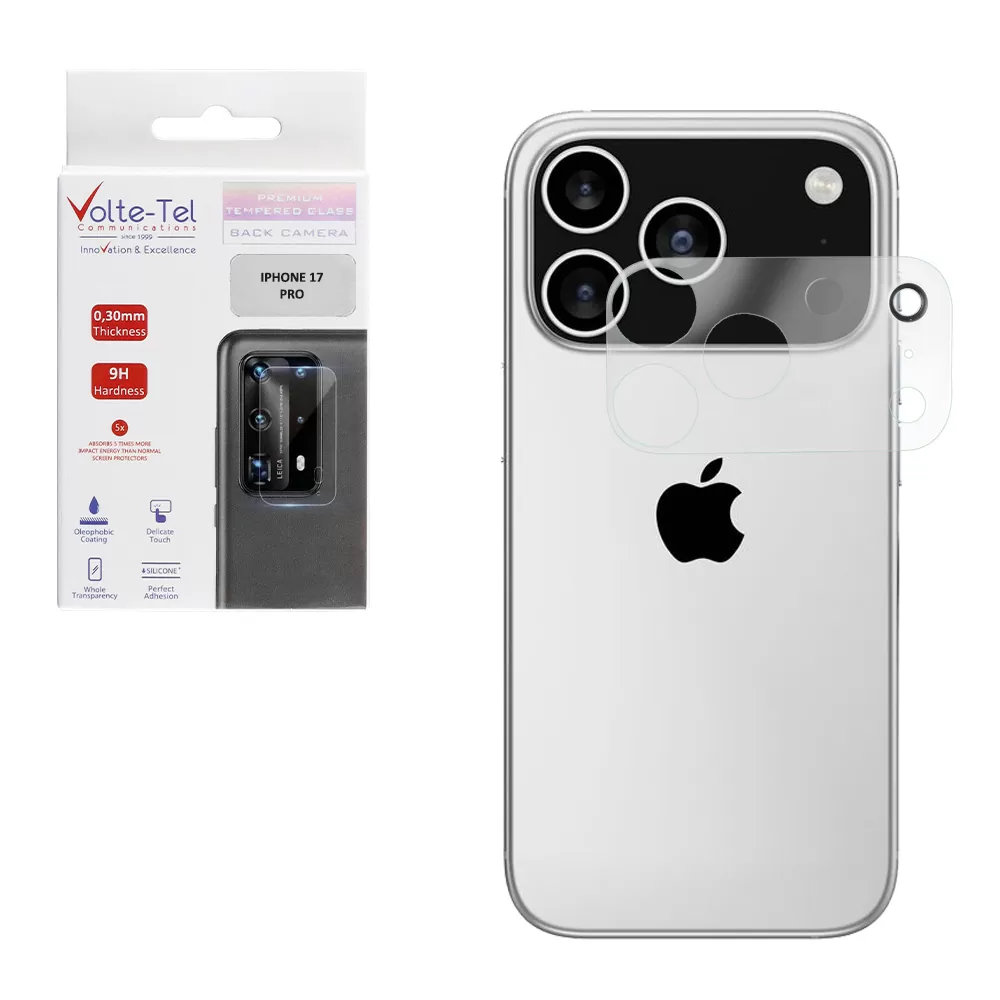 VOLTE-TEL CAMERA GLASS IPHONE 17 PRO 6.3in 9H 0.25mm 3D CURVED TRANSPARENT