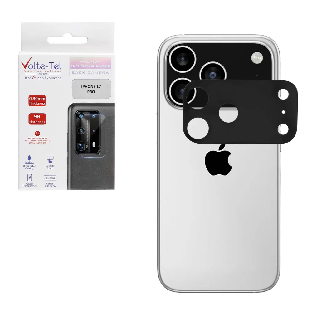 VOLTE-TEL CAMERA GLASS IPHONE 17 PRO 6.3in 9H 0.25mm 3D CURVED BLACK