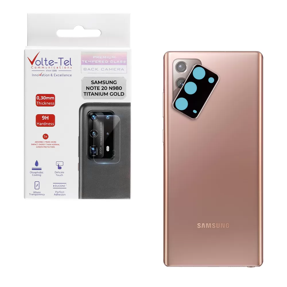 VOLTE-TEL CAMERA GLASS COVER SAMSUNG NOTE 20 N980 6.7in 9H 0.30MM TITANIUM WITH FRAME GOLD