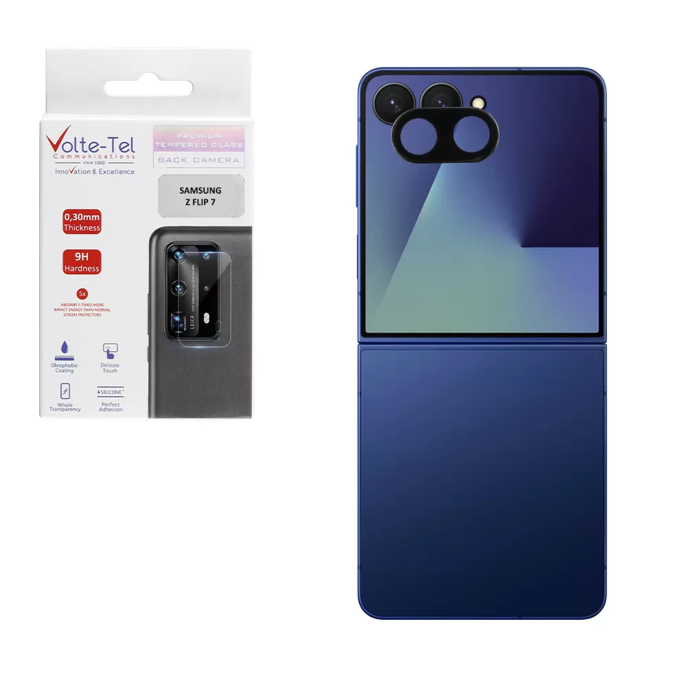 VOLTE-TEL CAMERA GLASS SAMSUNG Z FLIP 7 5G F766 6.9in 9H 0.25mm 3D CURVED BLACK