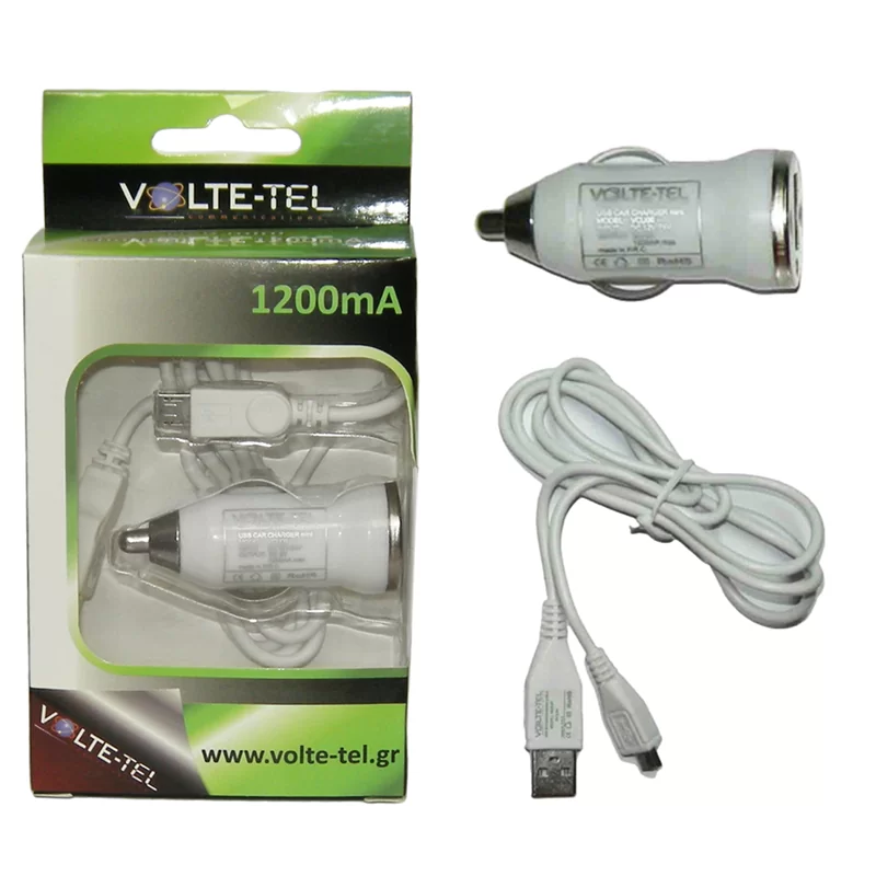 VOLTE-TEL MICRO USB(ΦΟΡΤΙΣΗΣ-DATA VCD01+ΦΟΡΤΙΣΤΗΣ ΑΥΤΟΚΙΝΗΤΟΥ VCU09 1200mA 6W) WHITE - Image 3