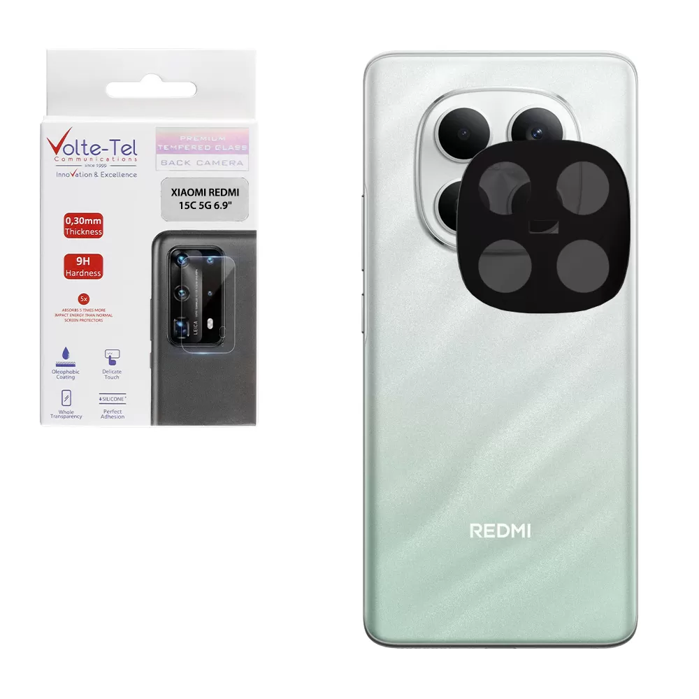 VOLTE-TEL CAMERA GLASS XIAOMI REDMI NOTE 15 4G 6.9in 9H 0.25mm 3D CURVED BLACK