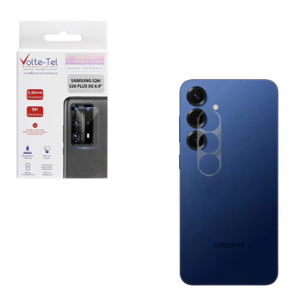 VOLTE-TEL CAMERA GLASS SAMSUNG S26 5G/S26 PLUS 5G 6.3in 9H 0.25mm 3D CURVED TRANSPARENT