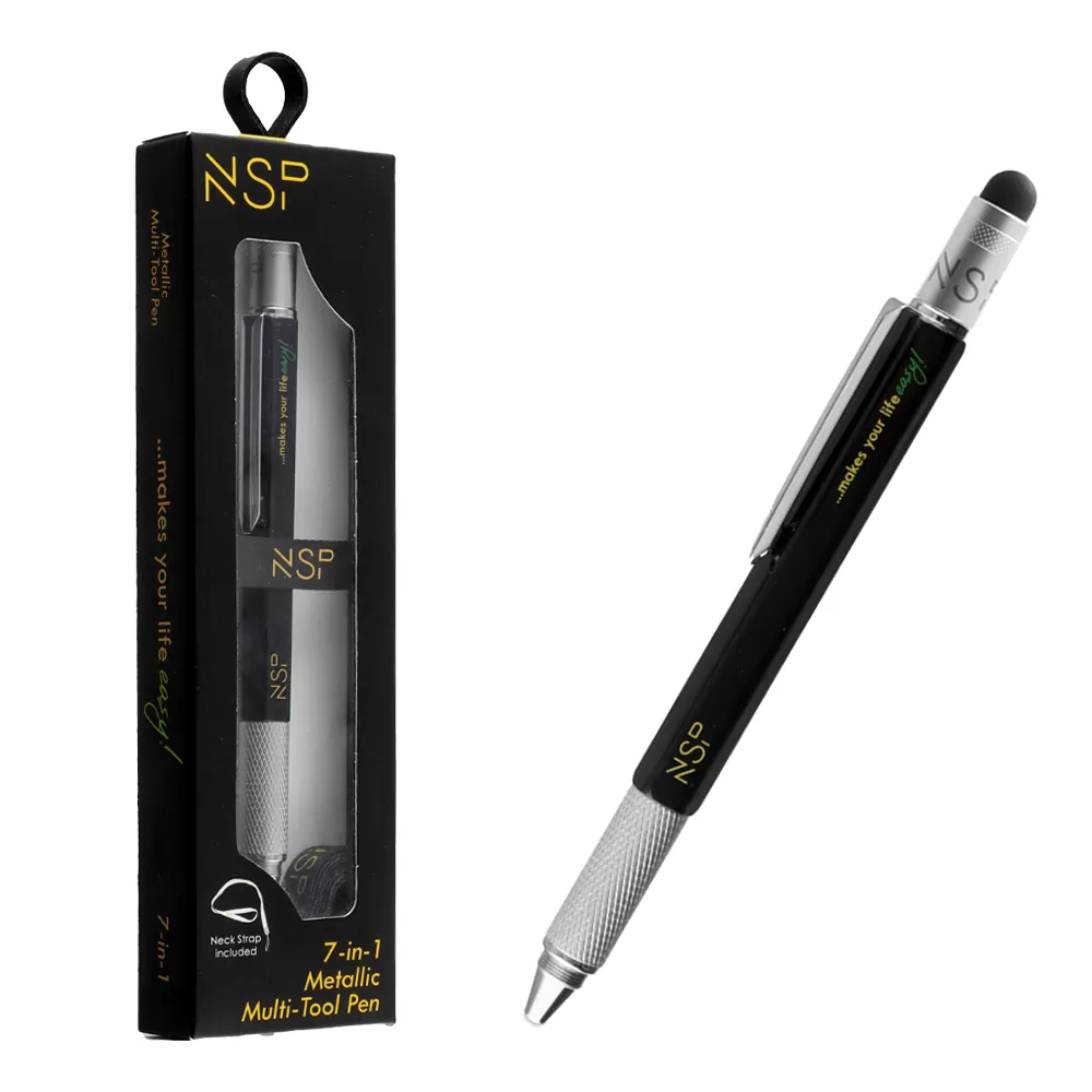 NSP ΣΤΥΛΟ 7 IN 1 METALLIC MULTI-TOOL PEN BLACK