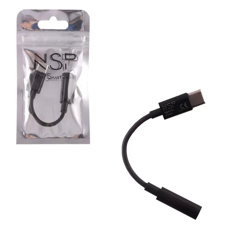 NSP ΚΑΛΩΔΙΟ ΜΕΤΑΤΡΟΠΕΑΣ TYPE C TO 3.5mm JACK FEMALE 11CM BLACK