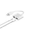 NSP ADAPTOR CABLE 2 IN 1 CHARGING AND AUDIO ADAPTER LIGHTNING TO 3.5MM JACK+LIGHTNING 2.4A WHITE