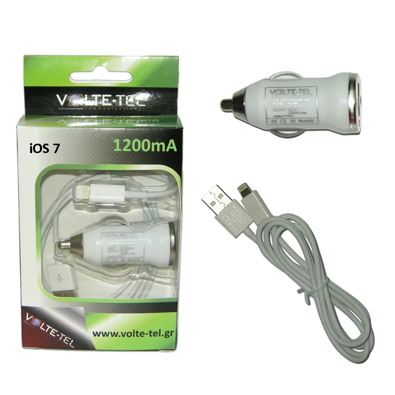 VOLTE-TEL LIGHTNING USB(ΦΟΡΤΙΣΗΣ-DATA VCD01+ΦΟΡΤΙΣΤΗΣ ΑΥΤΟΚΙΝΗΤΟΥ VCU09 1200mA 6W)WHITE iOS9 - Image 3