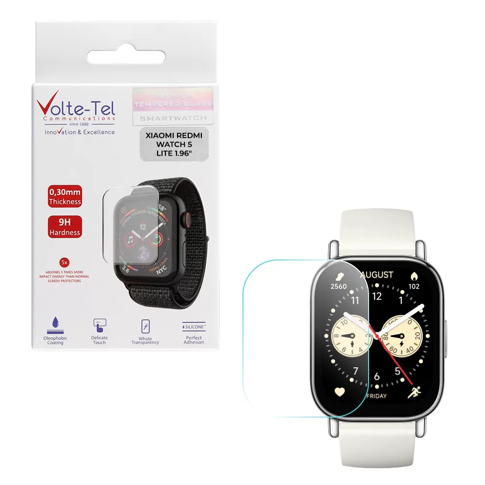 VOLTE-TEL TEMPERED GLASS XIAOMI REDMI WATCH 5 LITE 1.96in 9H 0.30mm 2.5D FULL GLUE FULL COVER