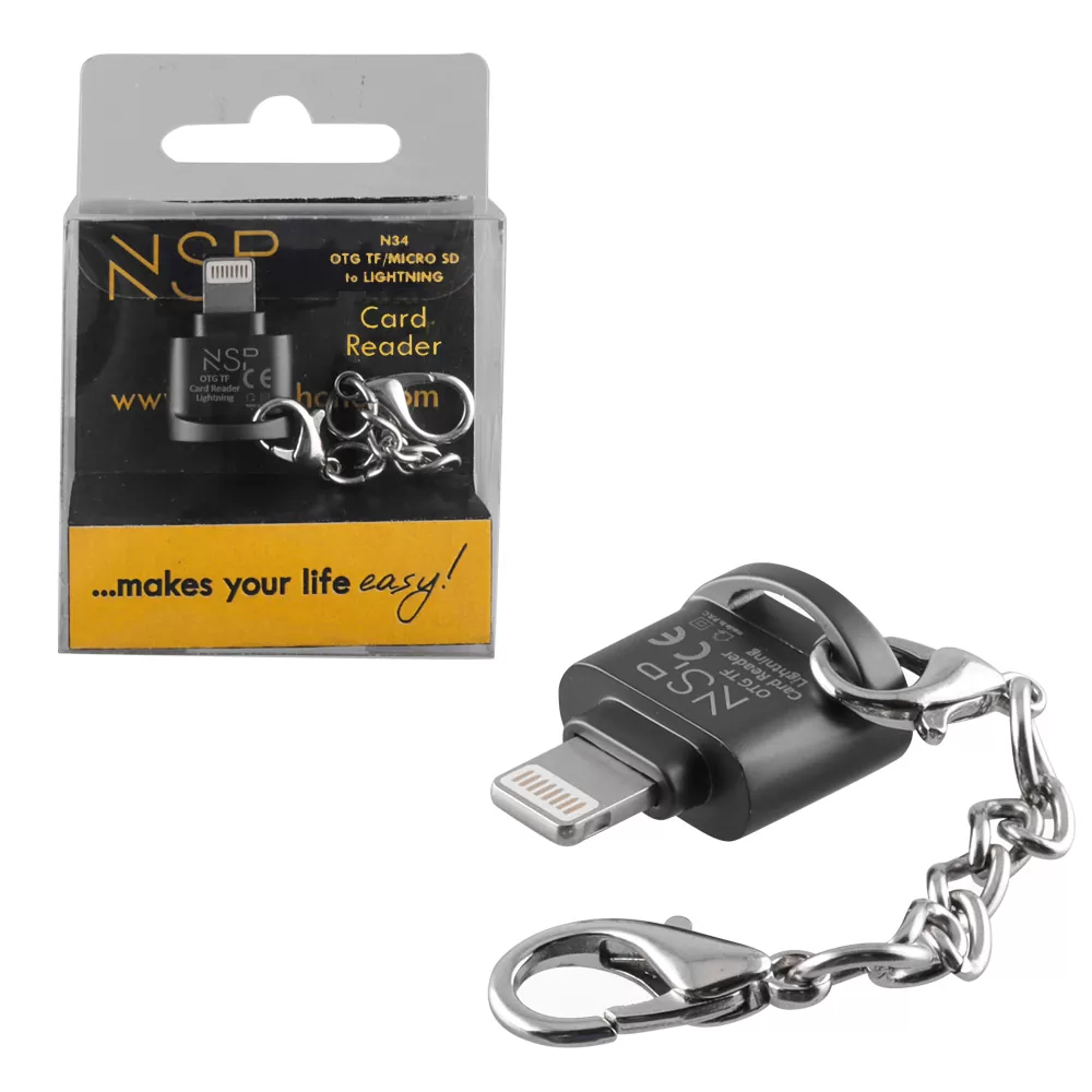 NSP N34 OTG TF/MICRO SD TO LIGHTNING BLACK