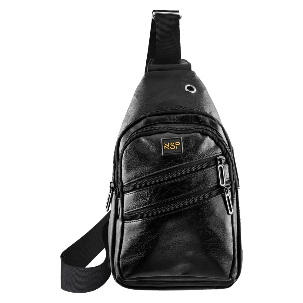 NSP N121 FORCE ΤΣΑΝΤΑΚΙ CROSSBODY 8.5L ΔΕΡΜΑΤΙΝΟ BLACK