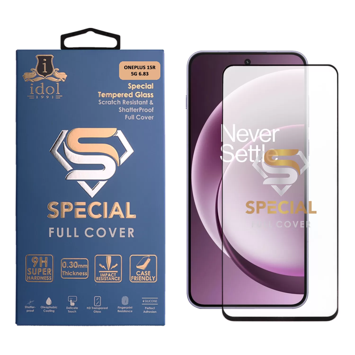 IDOL 1991 SPECIAL TEMPERED GLASS ONEPLUS 15R 5G 6.83INCH 9H 0.25mm FULL COVER FINGER UNLOCK FULL GLUE BLACK