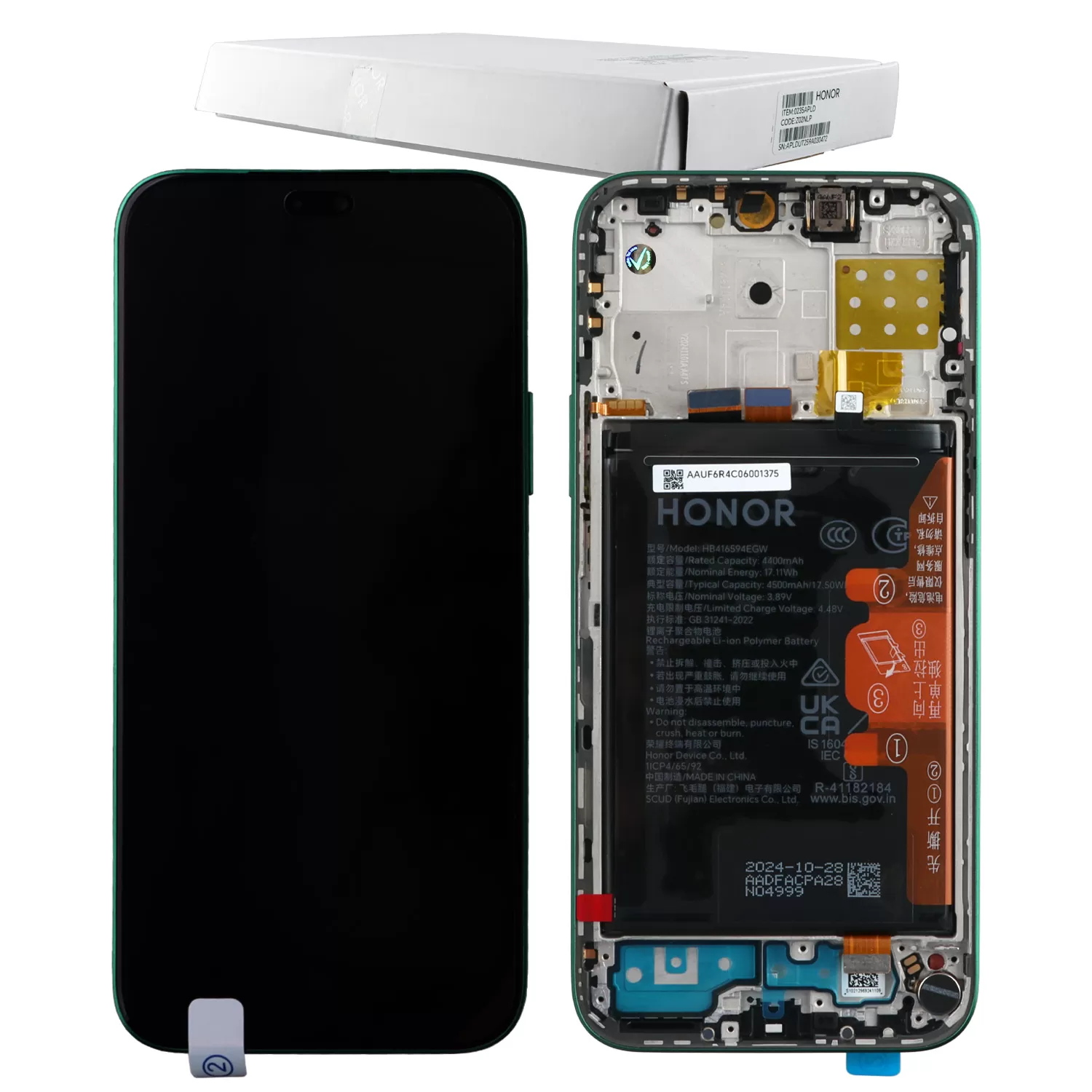 HONOR 200 LITE 5G ΟΘΟΝΗ + TOUCH SCREEN + LENS + FRAME + BATTERY 0235AHGF GREEN ORIGINAL SERVICE PACK