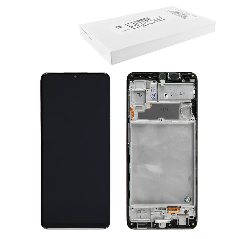SAMSUNG A22 4G A225 ΟΘΟΝΗ AMOLED + TOUCH SCREEN + LENS + FRAME GH82-26047A BLACK ORIGINAL SERVICE PACK