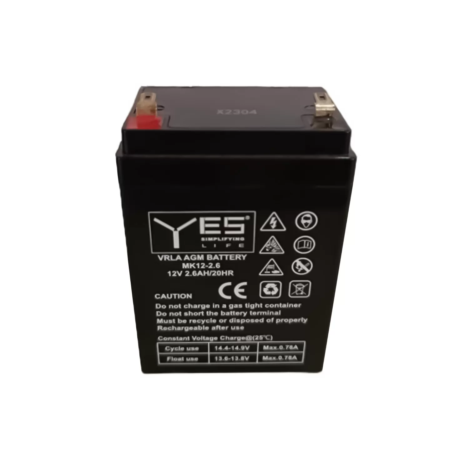 YES ΜΠΑΤΑΡΙΕΣ ΜΟΛΥΒΔΟΥ 12V 2.6Ah MK12-2.6 (70X47X101) ΑΚΡΟΔΕΚΤΗΣ T1/F1 4,75mm