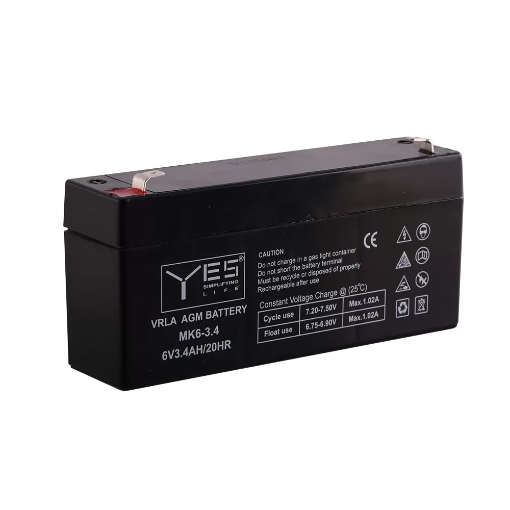 YES ΜΠΑΤΑΡΙΕΣ ΜΟΛΥΒΔΟΥ 6V 3.4Ah MK6-3.4 (132x33x59) ΑΚΡΟΔΕΚΤΗΣ T1/F1 4,75mm