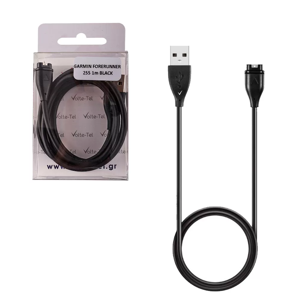 VOLTE-TEL ΚΑΛΩΔΙΟ ΦΟΡΤΙΣΗΣ USB ΓΙΑ GARMIN FORERUNNER 55/165/255/265 1m BLACK