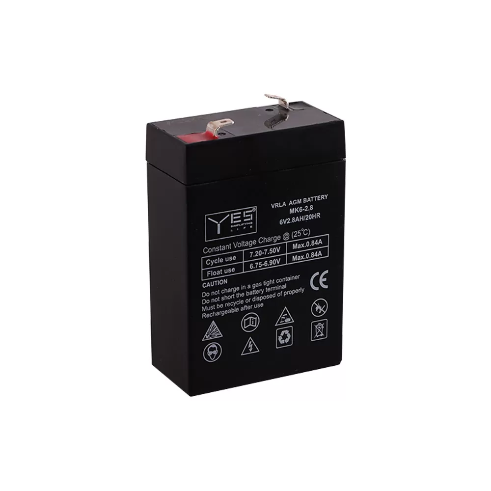 YES ΜΠΑΤΑΡΙΕΣ ΜΟΛΥΒΔΟΥ 6V 2.8Ah/20HR MK6-2.8 (65x96x32) ΑΚΡΟΔΕΚΤΗΣ T1/F1 4,75mm