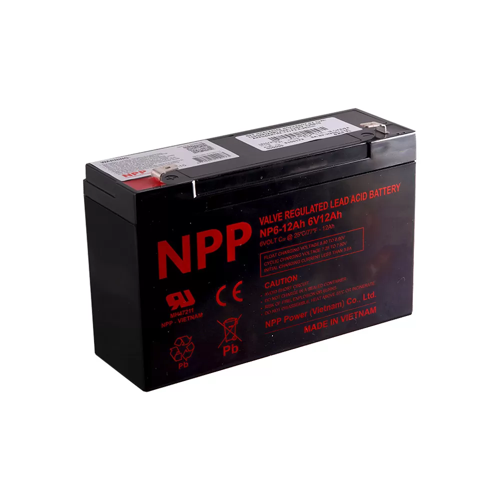 NPP ΜΠΑΤΑΡΙΕΣ ΜΟΛΥΒΔΟΥ 6V 12Ah MK6-12NPP (150X92X48) ΑΚΡΟΔΕΚΤΗΣ T2/F2 6,35mm