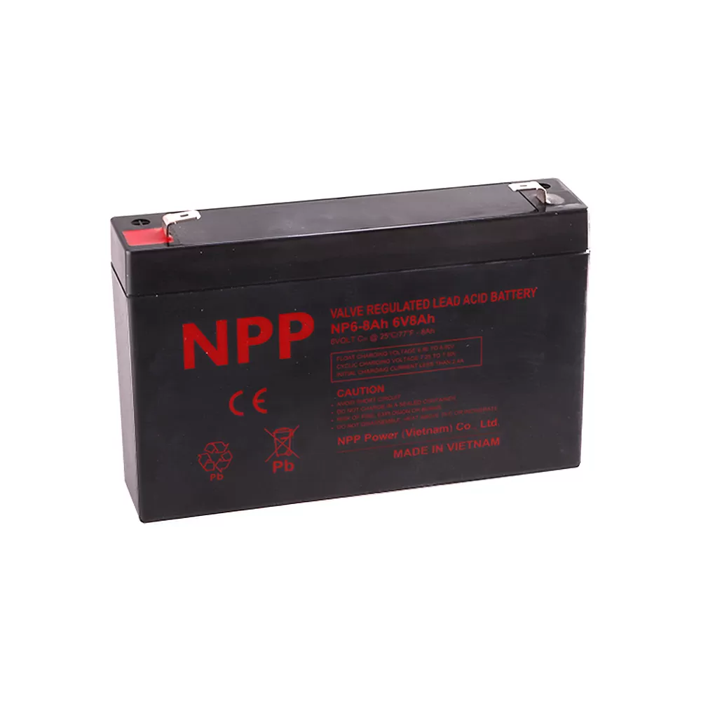NPP ΜΠΑΤΑΡΙΕΣ ΜΟΛΥΒΔΟΥ 6V 8Ah MK6-8NPP (151X34X94) ΑΚΡΟΔΕΚΤΗΣ T2/F2 6,35mm