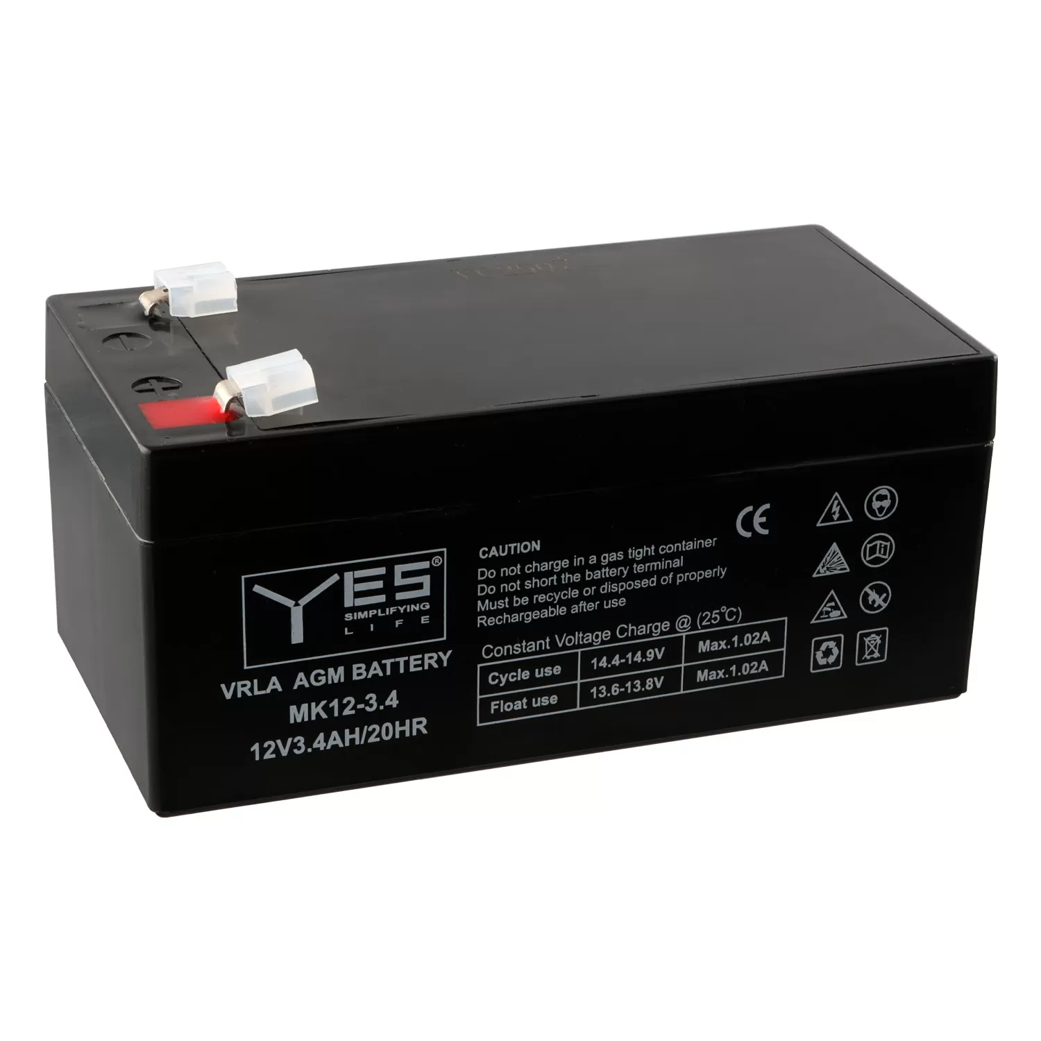 YES ΜΠΑΤΑΡΙΕΣ ΜΟΛΥΒΔΟΥ 12V 3.4Ah/20HR MK12-3.4 (134x67x61) ΑΚΡΟΔΕΚΤΗΣ T1/F1 4,75mm