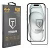 IDOL 1991 TITANIUM TEMPERED GLASS IPHONE 15 6.1in 9H 0.25mm  SEMI CURVED FULL GLUE BLACK