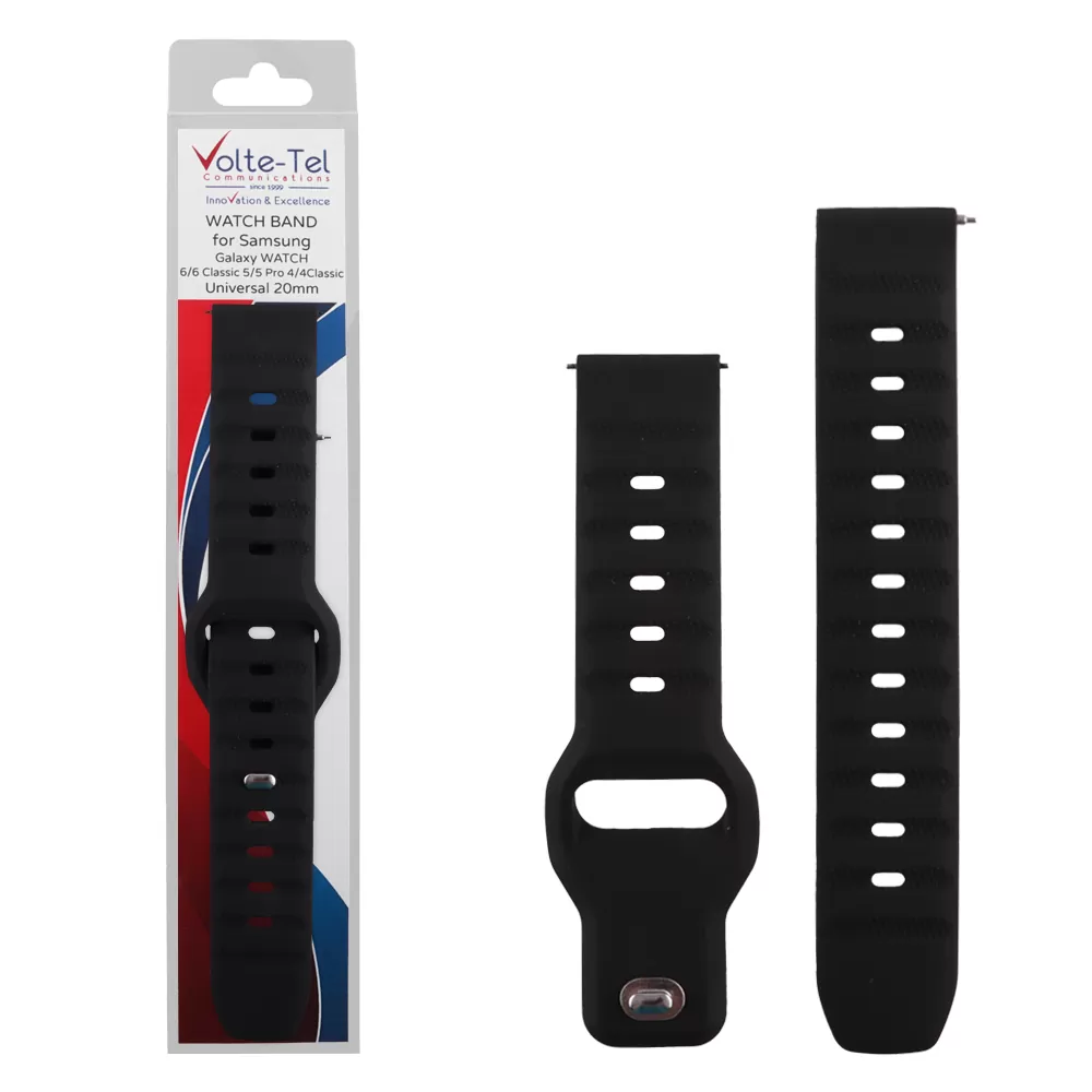 VOLTE-TEL VT116 ΛΟΥΡΑΚΙ ΡΟΛΟΓΙΟΥ ΣΙΛΙΚΟΝΗΣ RUGGED SPORT UNIVERSAL 20mm (SAMSUNG WATCH 6/5/4) BLACK