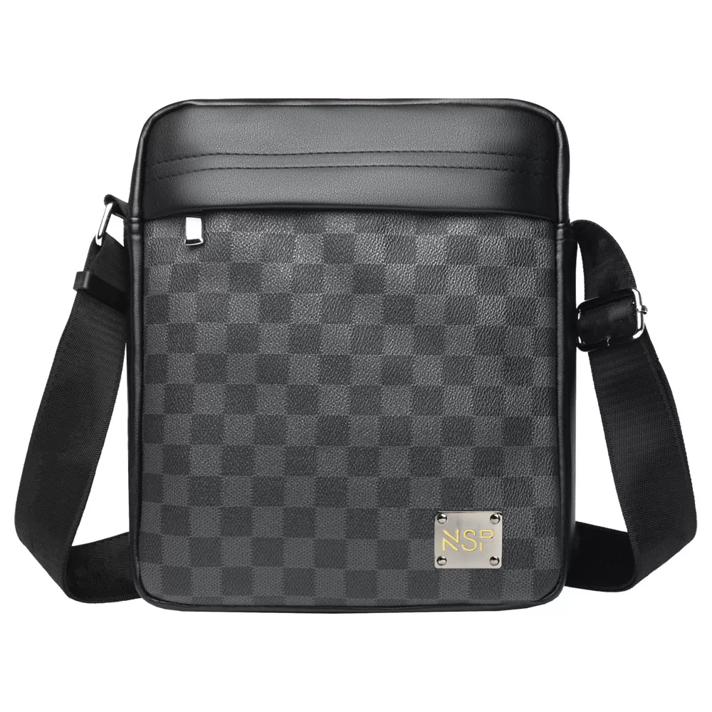 NSP N113 CHECKERED ΤΣΑΝΤΑΚΙ ΩΜΟΥ/ΧΙΑΣΤΙ 4.5L ΔΕΡΜΑΤΙΝΟ BLACK