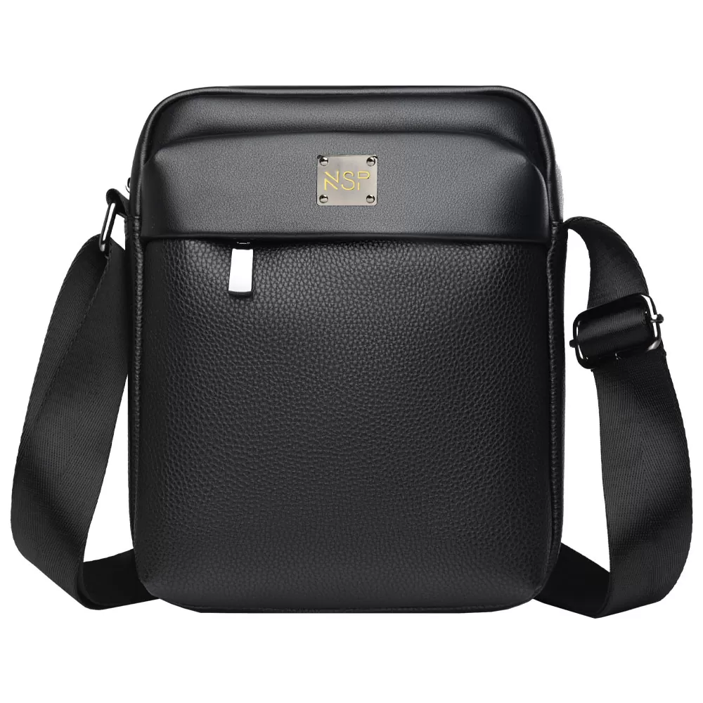 NSP N115 ELEGANT ΤΣΑΝΤΑΚΙ ΩΜΟΥ/ΧΙΑΣΤΙ 4L ΔΕΡΜΑΤΙΝΟ BLACK
