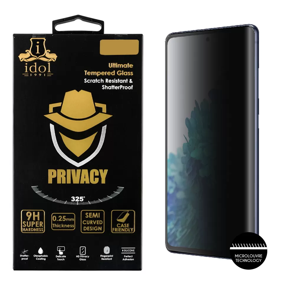 IDOL 1991 PRIVACY ANTISPY TEMPERED GLASS SAMSUNG S20 G980 6.2in 9H 0.25mm 3D SEMI CURVED EDGE GLUE BLACK