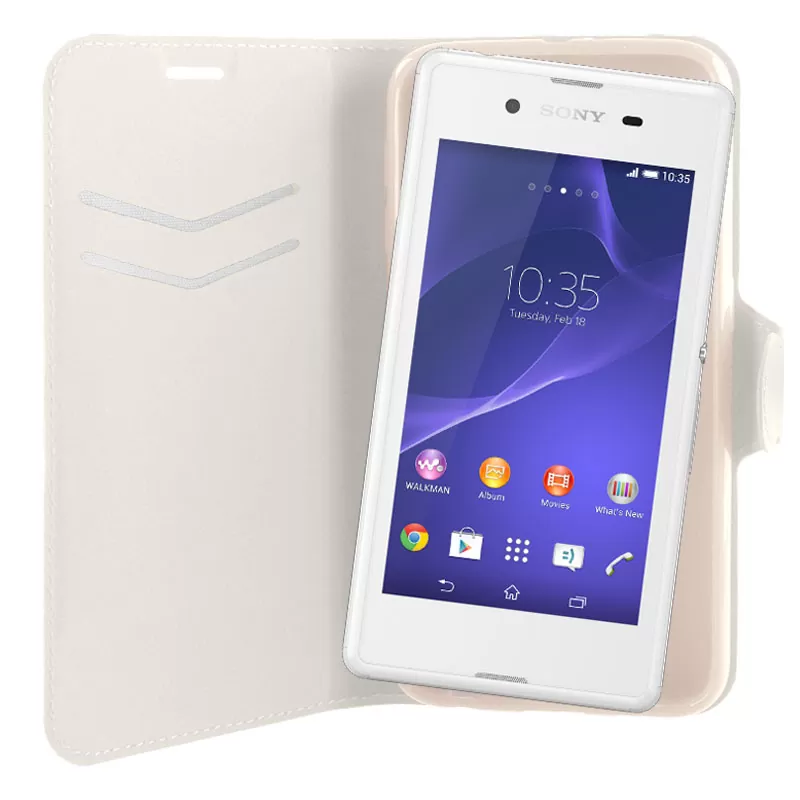 VOLTE-TEL LEATHER-TPU BOOK STAND ΘΗΚΗ SONY XPERIA E3 D2202 LINE WHITE - Image 2