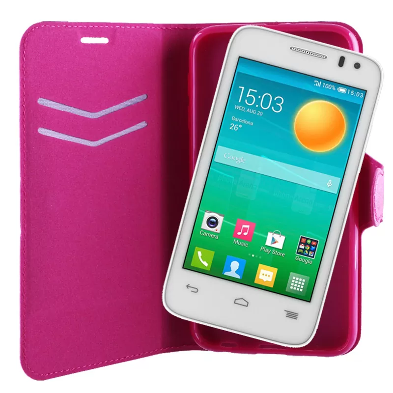 VOLTE-TEL LEATHER-TPU BOOK STAND ΘΗΚΗ ALCATEL POP D3 4037 LINE PINK - Image 2